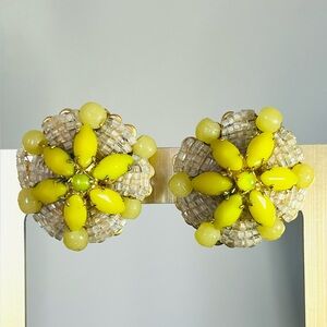 Stanley Hagler NYC vintage yellow clip on earrings